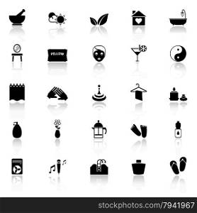 Massage icons with reflect on white background, stock vector