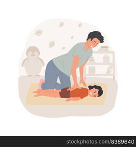Massage isolated cartoon vector illustration. Therapy for children with disorder, rehabilitation program, massage for kids with disability, inclusive daycare center vector cartoon.. Massage isolated cartoon vector illustration.