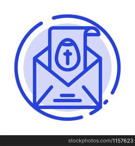 Massage, Mail, Easter, Holiday Blue Dotted Line Line Icon