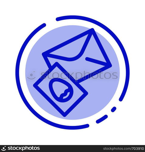 Massage, Mail, Egg, Easter Blue Dotted Line Line Icon