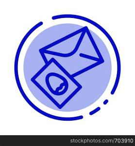 Massage, Mail, Egg, Easter Blue Dotted Line Line Icon