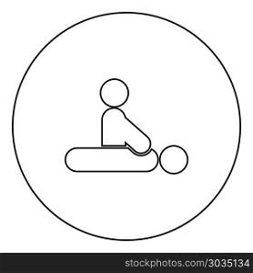 Massage therapist icon black color in circle outline vector illustration