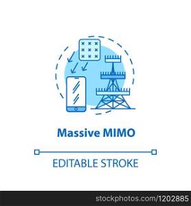 Massive MIMO concept icon. Telecommunication tower. 5G technologies idea thin line illustration. Global coverege. High-speed connection. Vector isolated outline drawing. Editable stroke