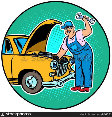 master car repair. Pop art retro vector illustration drawing. master car repair