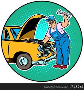 master car repair. Pop art retro vector illustration drawing. master car repair
