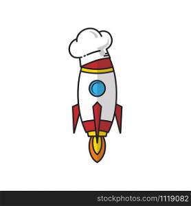 master chef rocket ship hat theme logo vector art. master chef rocket ship hat theme logo vector