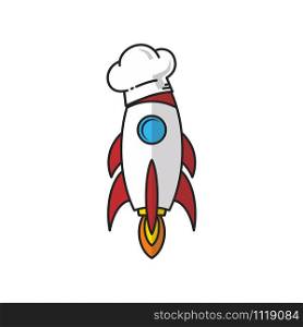 master chef rocket ship hat theme logo vector art. master chef rocket ship hat theme logo vector