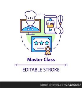 Master class concept icon. Internet courses for students. Online education trend abstract idea thin line illustration. Isolated outline drawing. Editable stroke. Arial, Myriad Pro-Bold fonts use. Master class concept icon