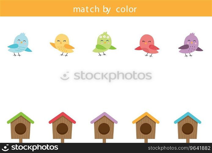 Match birds and birdhouses color Royalty Free Vector Image