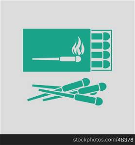 Match box icon. Gray background with green. Vector illustration.