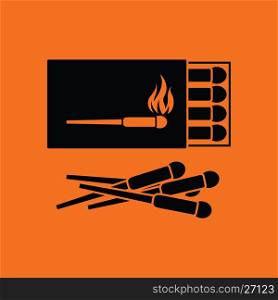 Match box icon. Orange background with black. Vector illustration.
