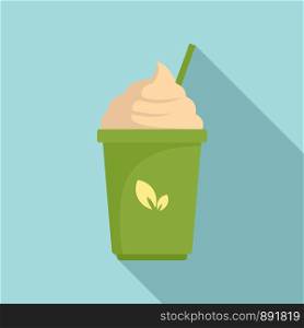 Matcha ice cream icon. Flat illustration of matcha ice cream vector icon for web design. Matcha ice cream icon, flat style