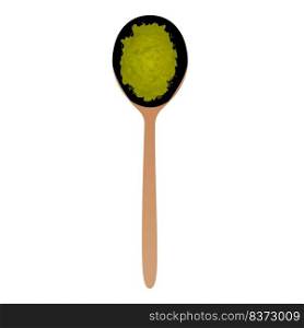 Matcha tea spoon icon cartoon vector. Green powder. Medicine food. Matcha tea spoon icon cartoon vector. Green powder