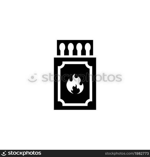 Matchbox and Matches. Flat Vector Icon. Simple black symbol on white background. Matchbox and Matches Flat Vector Icon