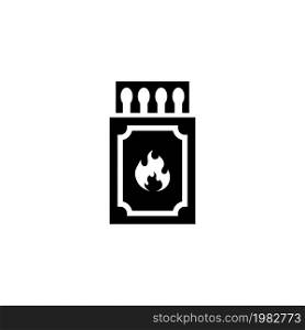 Matchbox and Matches. Flat Vector Icon. Simple black symbol on white background. Matchbox and Matches Flat Vector Icon