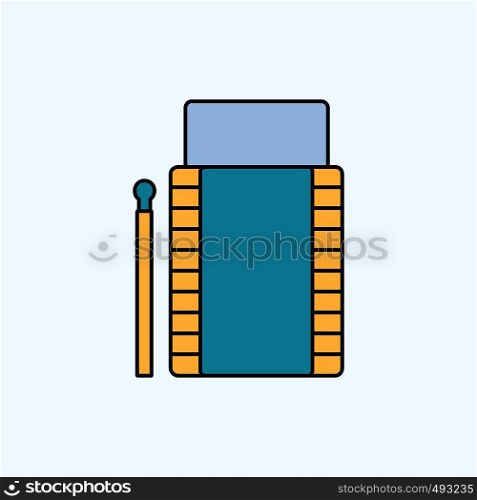 matches, camping, fire, bonfire, box Flat Icon. green and Yellow sign and symbols for website and Mobile appliation. vector illustration. Vector EPS10 Abstract Template background