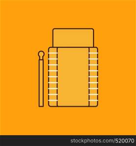 matches, camping, fire, bonfire, box Flat Line Filled Icon. Beautiful Logo button over yellow background for UI and UX, website or mobile application. Vector EPS10 Abstract Template background