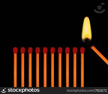 Matches on and off with a black background. Vector illustration.. Matches on and off with a black background. Vector stock illustration.