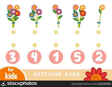 Matching education game for children. Count how many flowers and choose the correct number