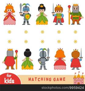 Matching game for children. Find the front and back of the fairy-tale characters