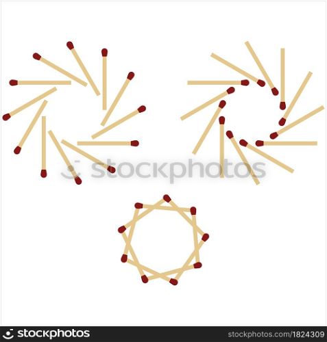 Matchstick Pattern Icon, Wooden Stick Coated With Ignitable Material On The Tip And Used For Starting A Fire Vector Art Illustration