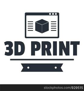 Material 3d printing logo. Simple illustration of material 3d printing vector logo for web. Material 3d printing logo, simple gray style