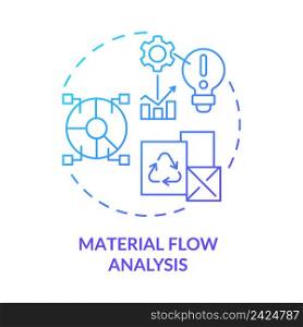 Material flow analysis blue gradient concept icon. Consumption study. Method of industrial ecology abstract idea thin line illustration. Isolated outline drawing. Myriad Pro-Bold font used. Material flow analysis blue gradient concept icon