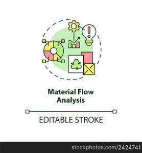 Material flow analysis concept icon. Method of industrial ecology abstract idea thin line illustration. Isolated outline drawing. Editable stroke. Arial, Myriad Pro-Bold fonts used. Material flow analysis concept icon