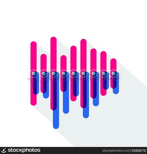 Material infographics with asymmetric red and blue overlapping bars