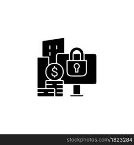 Material nonpublic information black glyph icon. Security trading. Cybersecurity risks prevention. Business confidentiality. Silhouette symbol on white space. Vector isolated illustration. Material nonpublic information black glyph icon