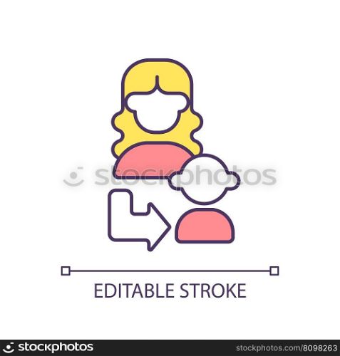 Maternal inheritance RGB color icon. Bond between mother and child. Single parent family. Parenting. Role model. Inheritance. Isolated vector illustration. Simple filled line drawing. Editable stroke. Maternal inheritance RGB color icon