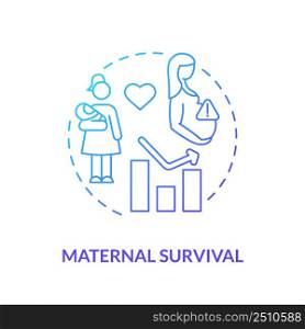 Maternal survival blue gradient concept icon. Measure of human development. Social progress abstract idea thin line illustration. Isolated outline drawing. Myriad Pro-Bold font used. Maternal survival blue gradient concept icon