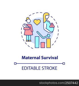 Maternal survival concept icon. Measure of human development. Social progress abstract idea thin line illustration. Isolated outline drawing. Editable stroke. Arial, Myriad Pro-Bold fonts used. Maternal survival concept icon