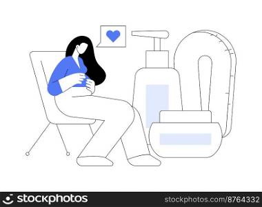 Maternity care products abstract concept vector illustration. Maternity special products, healthy natural cosmetics, clean care goods for pregnant, newborn skin treatment abstract metaphor.. Maternity care products abstract concept vector illustration.