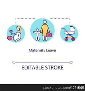 Maternity leave concept icon. Future mother, pregnancy and motherhood, parenting employee benefit idea thin line illustration. Vector isolated outline RGB color drawing. Editable stroke