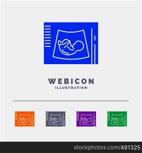 Maternity, pregnancy, sonogram, baby, ultrasound 5 Color Glyph Web Icon Template isolated on white. Vector illustration. Vector EPS10 Abstract Template background
