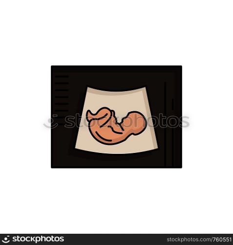 Maternity, pregnancy, sonogram, baby, ultrasound Flat Color Icon Vector