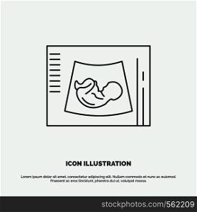 Maternity, pregnancy, sonogram, baby, ultrasound Icon. Line vector gray symbol for UI and UX, website or mobile application. Vector EPS10 Abstract Template background