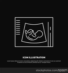 Maternity, pregnancy, sonogram, baby, ultrasound Icon. Line vector symbol for UI and UX, website or mobile application. Vector EPS10 Abstract Template background