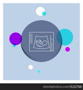 Maternity, pregnancy, sonogram, baby, ultrasound White Line Icon colorful Circle Background. Vector EPS10 Abstract Template background