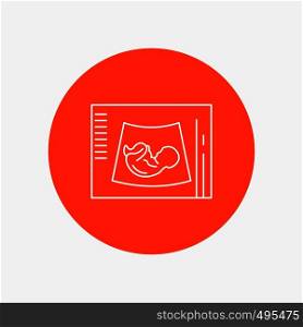 Maternity, pregnancy, sonogram, baby, ultrasound White Line Icon in Circle background. vector icon illustration. Vector EPS10 Abstract Template background