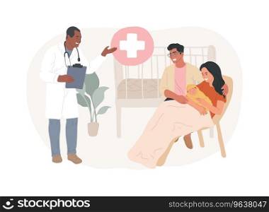 Maternity services isolated concept vector illustration. Maternity care service, perinatal healthcare, pregnancy and birth qualified support, childbirth and postpartum period vector concept.. Maternity services isolated concept vector illustration.