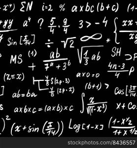 Math formulas seamless pattern, hand drawn, mathematical equations, vector illustration.. Math formulas seamless pattern, hand drawn, mathematical equations, vector illustration