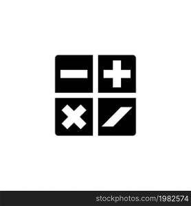 Mathematical Plus, Minus, Multiplication, Division. Flat Vector Icon illustration. Simple black symbol on white background. Mathematical Plus, Minus sign design template for web and mobile UI element. Mathematical Plus, Minus, Multiplication, Division Flat Vector Icon