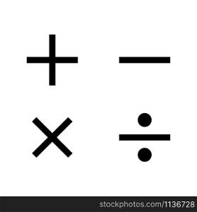 Mathematical symbols vector. Plus, minus, multiplication and division sign