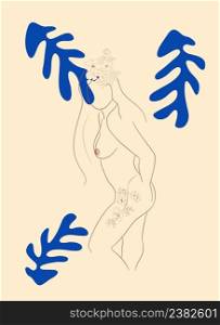 Matisse-inspired female figures in different poses with flowers in a minimalist style.. Matisse-inspired female figures in different poses with flowers in a minimalist style