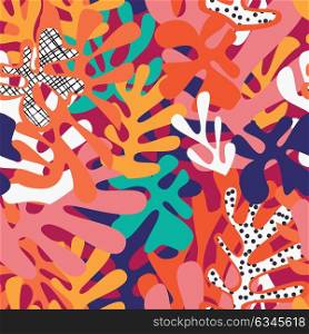 Matisse inspired shapes seamless pattern, colorful design, vector illustration