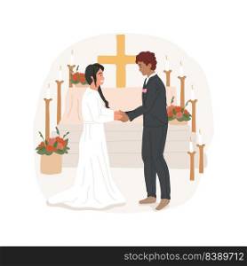 Matrimony isolated cartoon vector illustration. Matrimony in Catholic church, religious happy couple, Holy days, traditional observances and practices, sacrament of marriage vector cartoon.. Matrimony isolated cartoon vector illustration.