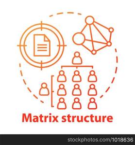 Matrix corporate structure concept icon. Company top management idea thin line illustration. Workflow organization. Staff interaction & workplace environment. Vector isolated drawing