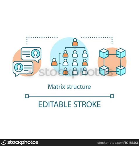 Matrix corporate structure concept icon. Workplace relationships and staff interactions. Company HR management strategy idea thin line illustration. Vector isolated outline drawing. Editable stroke
